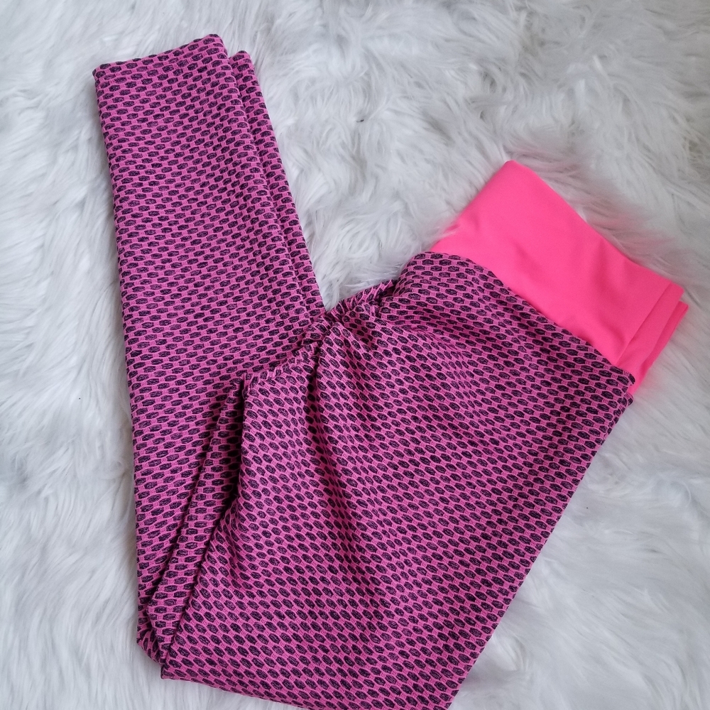 Pink Scrunch Bottom Full Length Leggings
